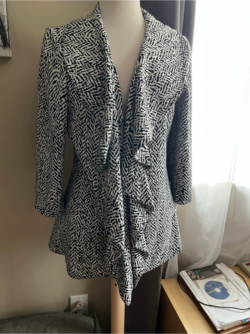 Calvin Klein Black and White Patterned Top